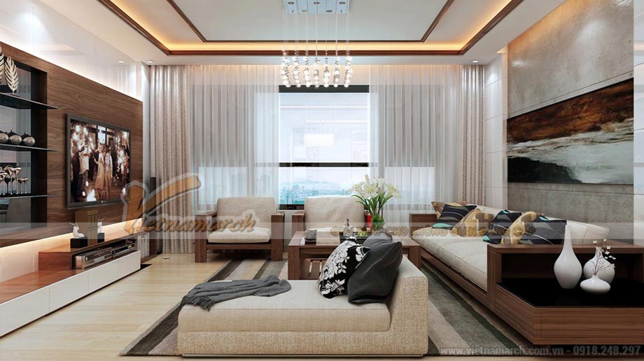 Thiết kế mẫu trần thạch cao mới lạ cho phòng khách căn hộ Goldmark City nhà anh Hùng Thiết kế mẫu trần thạch cao mới lạ cho phòng khách căn hộ Goldmark City nhà anh Hùng