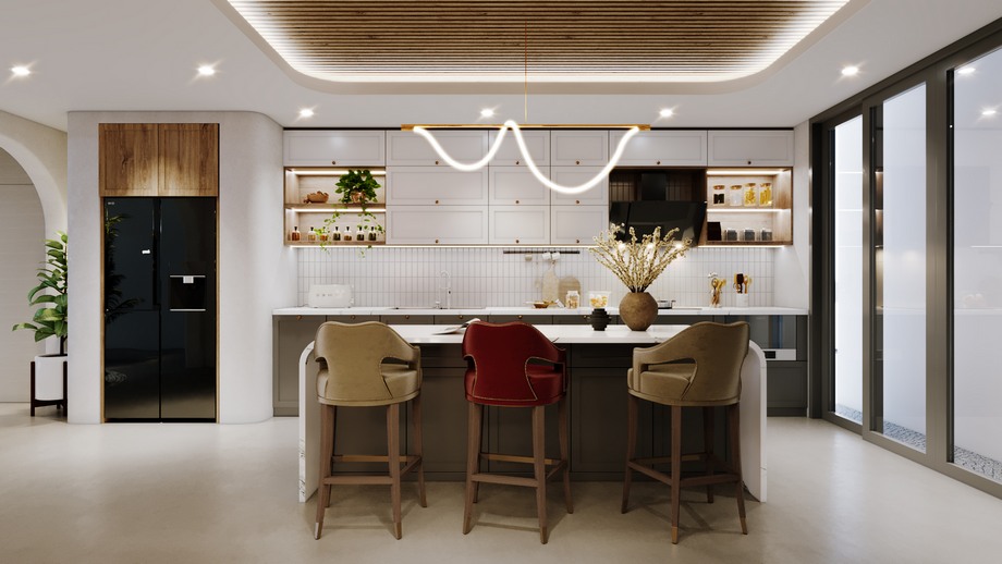 Thiết kế trần thạch cao kết hợp trần gỗ hiện đại Thiết kế trần thạch cao kết hợp trần gỗ hiện đại