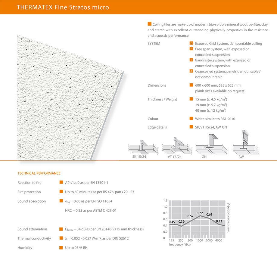 Tấm trần sợi khoáng Fine Stratos Micro Tấm trần sợi khoáng Fine Stratos Micro