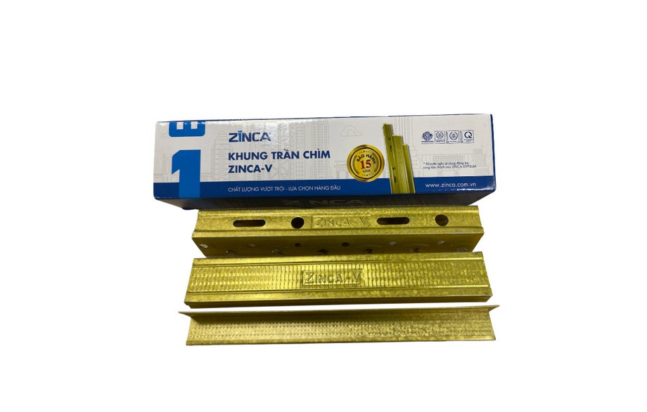 Khung trần chìm ZINCA-V mạ resin vàng