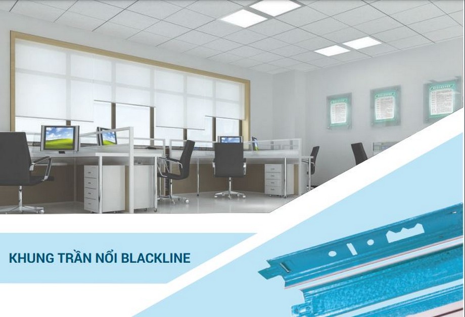 Ứng dụng khung trần nổi Zinca Blackline Ứng dụng khung trần nổi Zinca Blackline