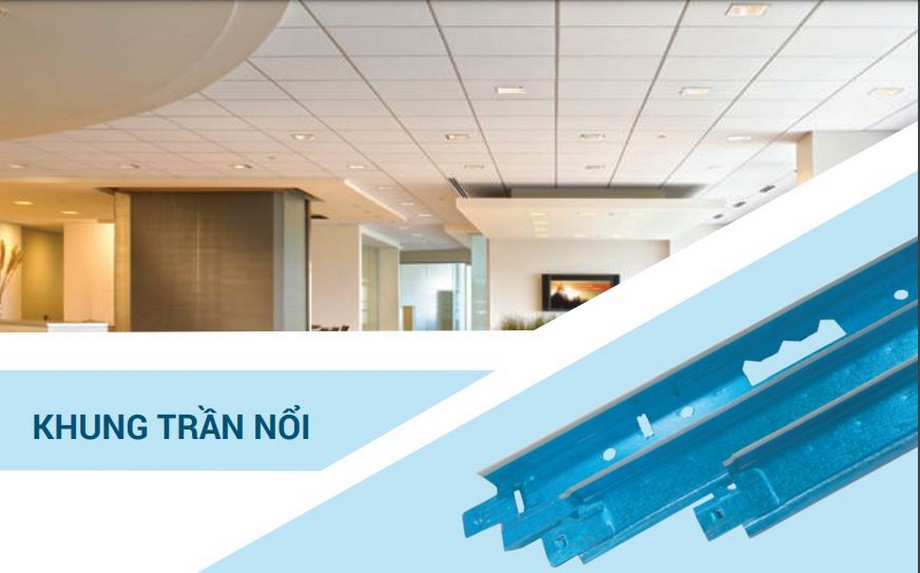 Ứng dụng khung trần thạch cao nổi Zinca Blue